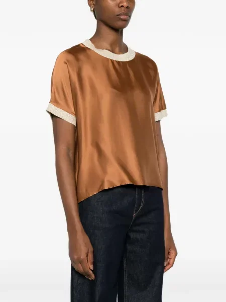 Μπλούζα Collection Privée? με στρογγυλή λαιμόκοψη καφέ