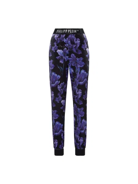 Spodnie Philipp Plein w kwiatki do biegania czarne