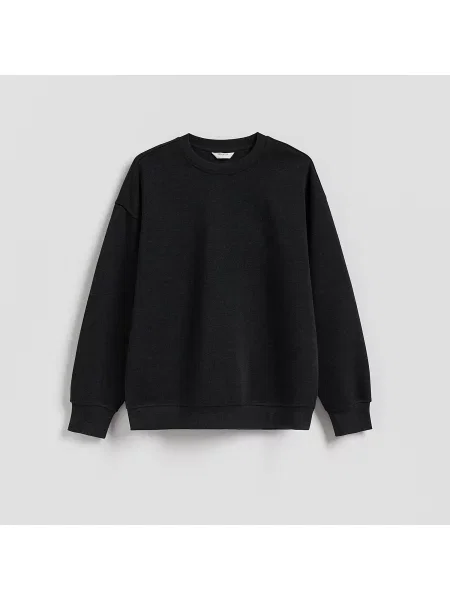 Reserved Mikina s kapucí a drobnou výšivkou tmavě šedá