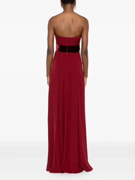 Rochie Elie Saab de catifea plisată de costum roșu