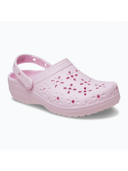 Virágos éksarkú papucs Crocs rózsaszín