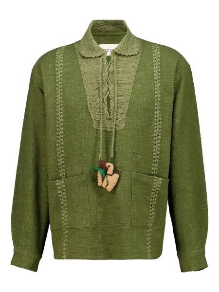 Polo Baziszt din dantelă verde