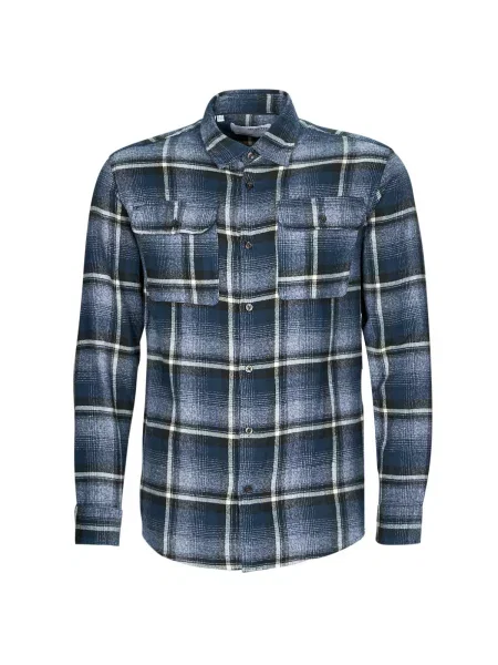 Srajca Selected Homme s karirastim vzorcem z dolgimi rokavi modra