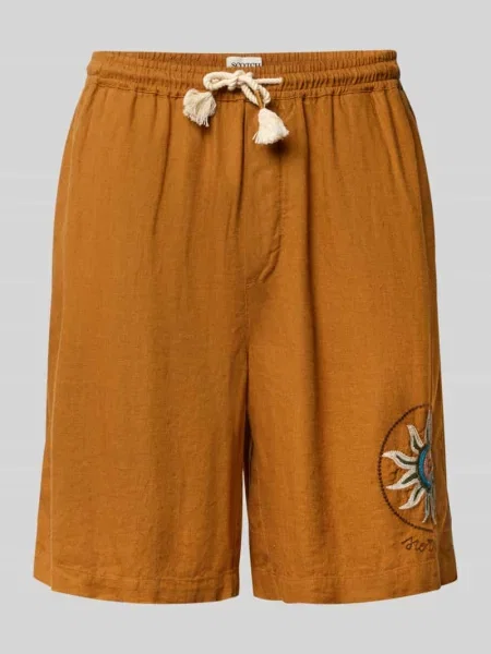 Szorty o kroju straight fit z mieszanki lnu i z wyhaftowanym motywem Scotch & Soda