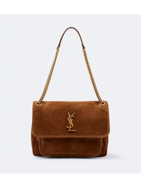 Geantă Saint Laurent din piele de căprioară bej