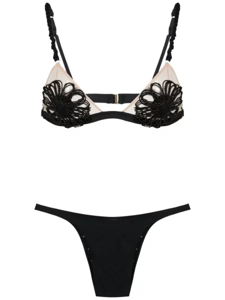 Bikini Amir Slama cu model floral negru