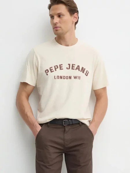 Tričko Pepe Jeans ALDRIDGE s potiskem béžová