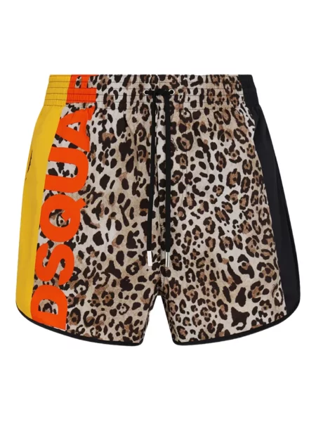 Slip de baie Dsquared2 cu imagine cu model leopard maro