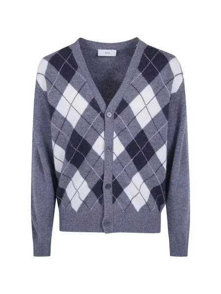 Cardigan Dunst de lână cu model argyle gri