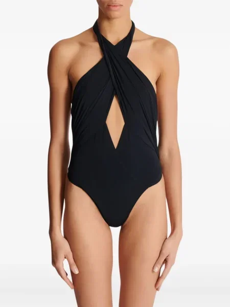 Costum de baie Balmain cu gât halter negru