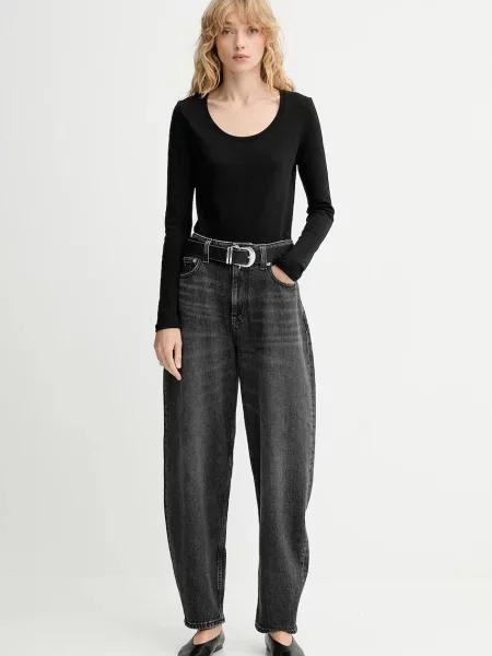 Majica z dolgimi rokavi Calvin Klein črna