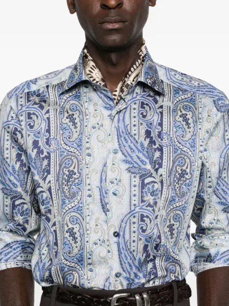 Cămașă Etro cu imagine cu model paisley albastru