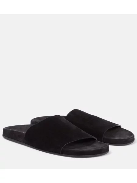 Sandale The Row din piele de căprioară negru