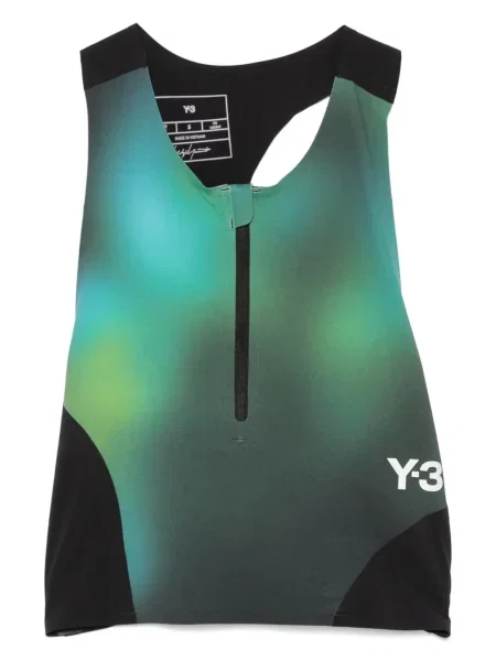 Top Y-3 cu imagine cu imprimeu abstract verde