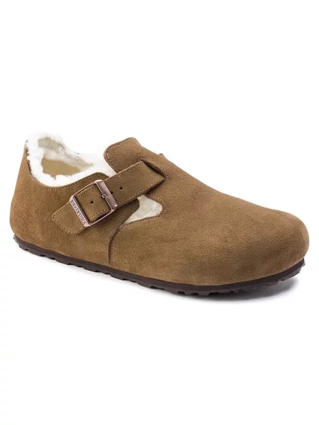 Birkenstock London Shearling LEVE κλειστά χαμηλά παπούτσια Γυναικεία σουέτ καφέ