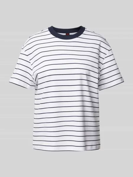 T-shirt z czystej bawełny Stefanel granatowa