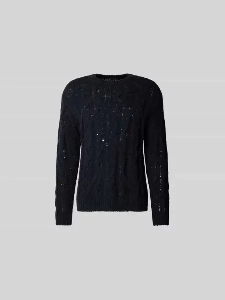 Sweter wełniany z imitacji dzianiny Closed granatowy