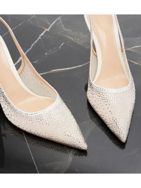 Pantofi cu toc Gianvito Rossi din piele slingback alb