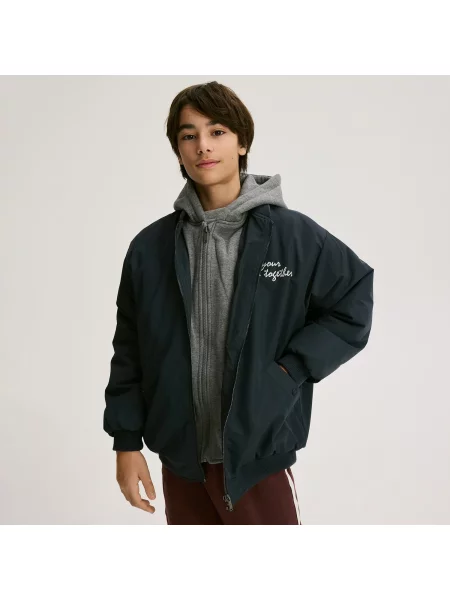 Reserved Bomber bunda s kapucí tmavomodrá
