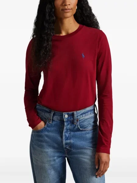 Căciulă Polo Ralph Lauren cu broderie cu dungi cowboy roșu
