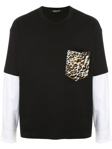 Tricou Roberto Cavalli cu imagine cu model leopard negru