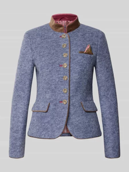 Marynarka o kroju slim fit z mieszanki wełny i lany White Label niebieska