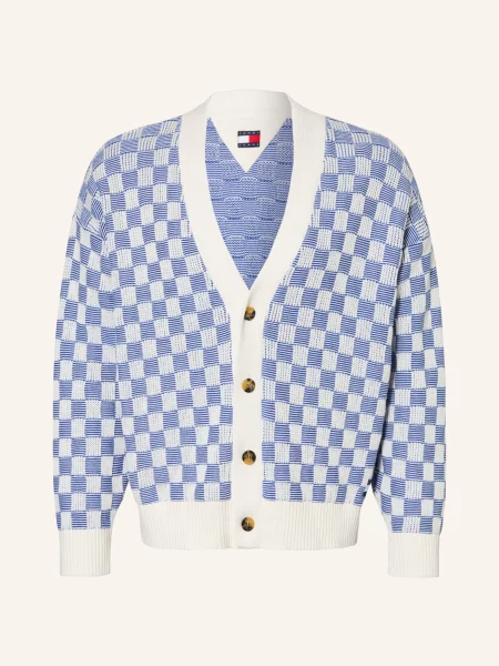 Tommy Jeans Kardigan enciánová modrá bílá