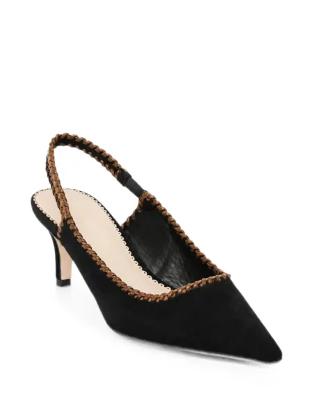 Pantofi cu toc Cinq A Sept slingback țesuți negru