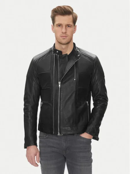 Serge Pariente Geacă de piele Couture negru