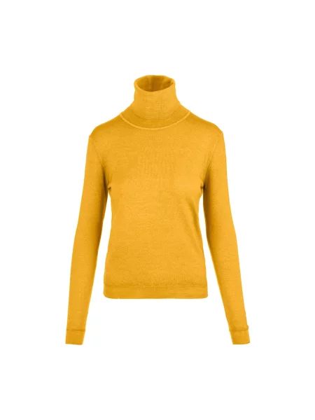Sweter z golfem Aspesi wełniany do golfa żółty