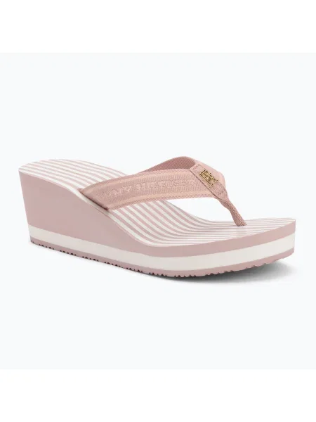 Дамски джапанки Tommy Hilfiger Stripes Wedge Beach Sandal foggy pink розово