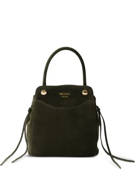 Geantă Prada din piele de căprioară verde