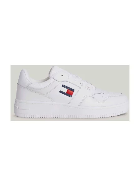 Кожени ежедневни маратонки Tommy Hilfiger с автограф бяло