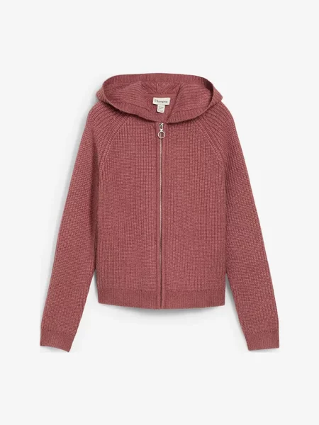 Sweter rozpinany z kapturem fioletowy