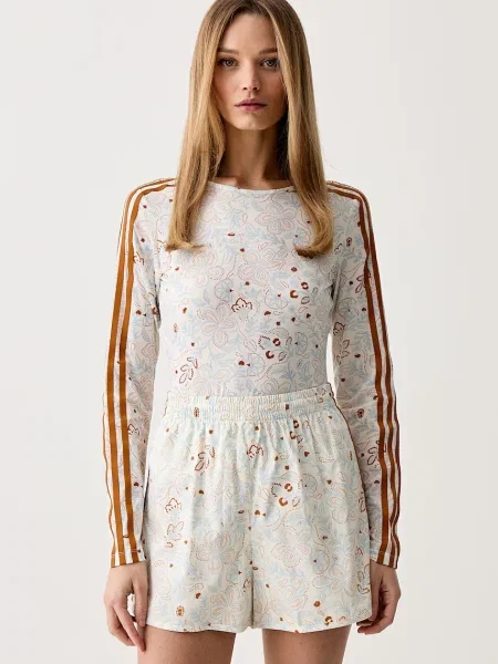 Tricou cu mânecă lungă Adidas Originals bej