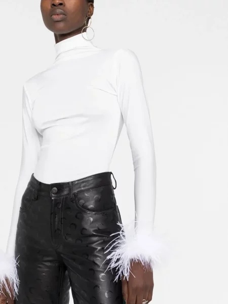 Top Atu Body Couture cu pene alb
