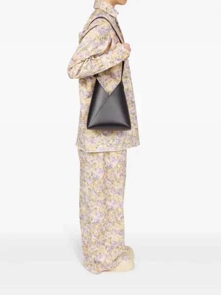 Iš natūralios odos rankinė Mm6 Maison Margiela juoda