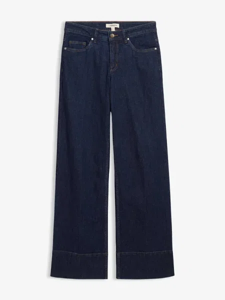 Jeansy wide leg mid waist z bawełny organicznej niebieskie
