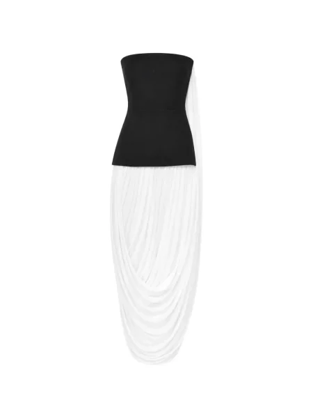 Rochie maxi Chats By C.dam drapată fără bretele alb