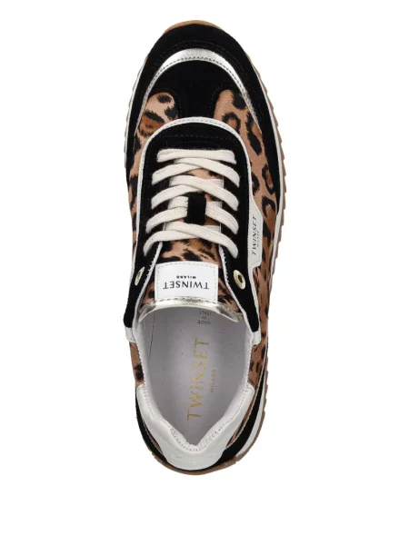 Sneakerși Twinset cu imagine cu model leopard maro