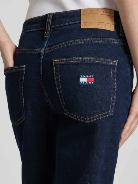 Proste jeansy o kroju straight fit z mieszanki bawełny model SOPHIE' Tommy Jeans granatowe