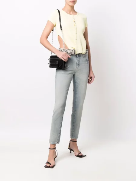 Слаб дънки skinny fit Diesel с протрити краища синьо