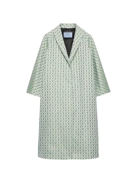 Palton Prada cu model floral din jacard verde