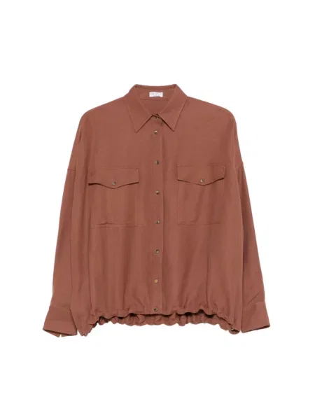 Lniana koszula Brunello Cucinelli czerwona