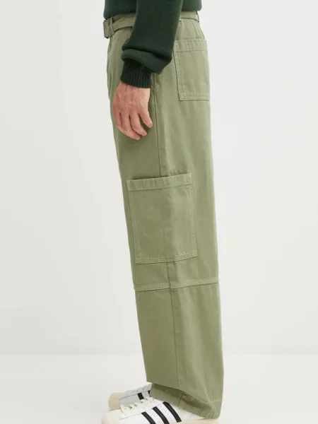 Maison Kitsuné spodnie Belted Utility proste zielony