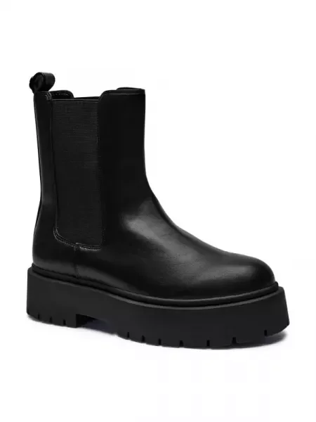 TWINSET Ghete chelsea cu adaos de piele negru