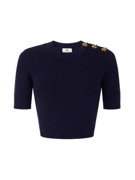 Dzianinowy sweter Elisabetta Franchi niebieski
