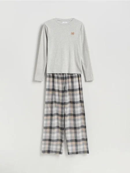 Reserved Pijama din două piese cu ursuleț deschis gri