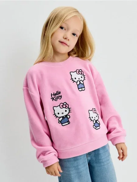 Sinsay Mikina s kulatým výstřihem s potiskem Hello Kitty růžová
