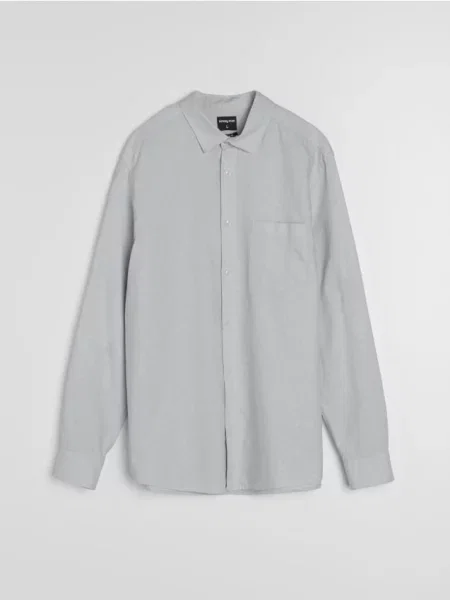 Sinsay koszula z długim rękawem i kieszenią piersiową szary